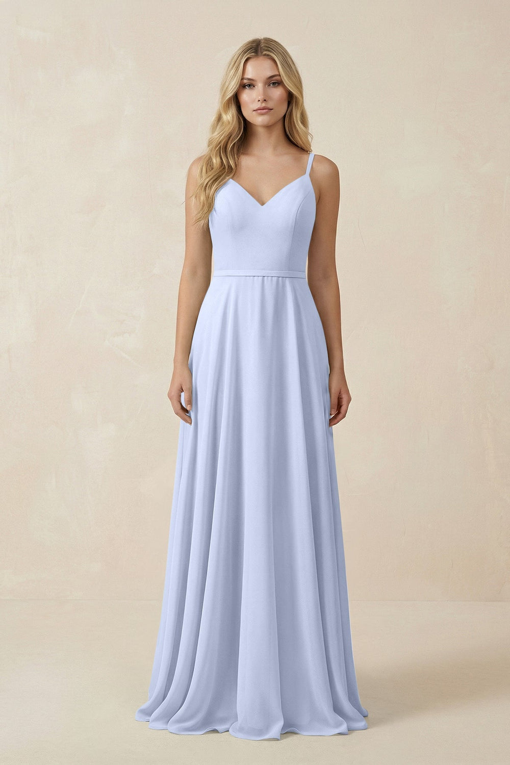 V - Neck A - Line Chiffon Bridesmaid Dress with Crisscross Back in Ice - SHE IS ME Bridesmaid Dresses