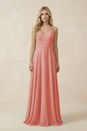 V - Neck A - Line Chiffon Bridesmaid Dress with Crisscross Back in Mulberry - SHE IS ME Bridesmaid Dresses