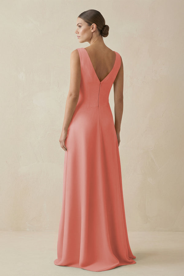 V - Neck A - Line Chiffon Ruffled Bridesmaid Dress in Mulberry - SHE IS ME Bridesmaid Dresses