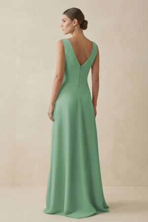 V - Neck A - Line Chiffon Ruffled Bridesmaid Dress in Sea Glass - SHE IS ME Bridesmaid Dresses