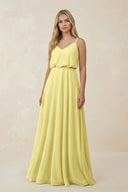 V - Neck Blouson A - Line Chiffon Bridesmaid Dress in Buttercup - SHE IS ME Bridesmaid Dresses