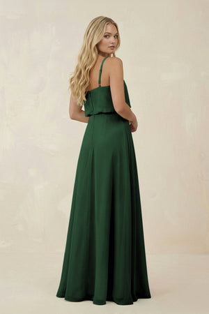 V - Neck Blouson A - Line Chiffon Bridesmaid Dress in Dark Green - SHE IS ME Bridesmaid Dresses