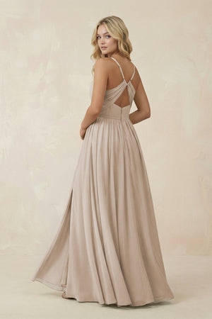 V - Neck Spaghetti Strap A - Line Chiffon Bridesmaid Dress in Frost - SHE IS ME Bridesmaid Dresses