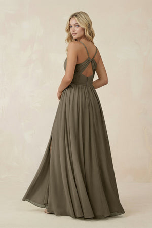 V - Neck Spaghetti Strap A - Line Chiffon Bridesmaid Dress in Willow Green - SHE IS ME Bridesmaid Dresses